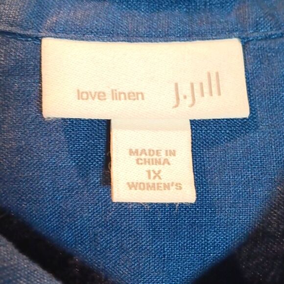 J. Jill Women 100% Linen Blue Sleeveless Button Down Tunic Top Sz 1X Resortwear - Picture 7 of 9
